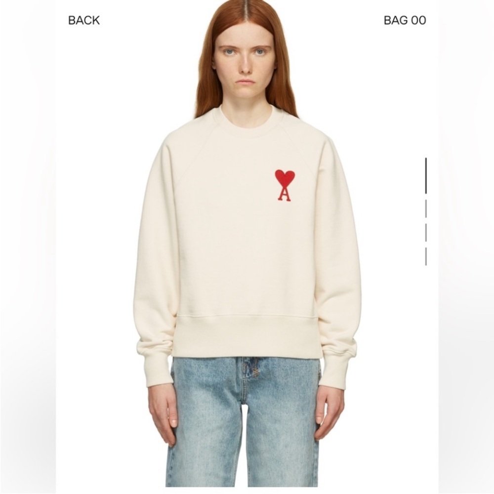 Authentic Ami Paris Red Cream Crewneck Sweatshirt